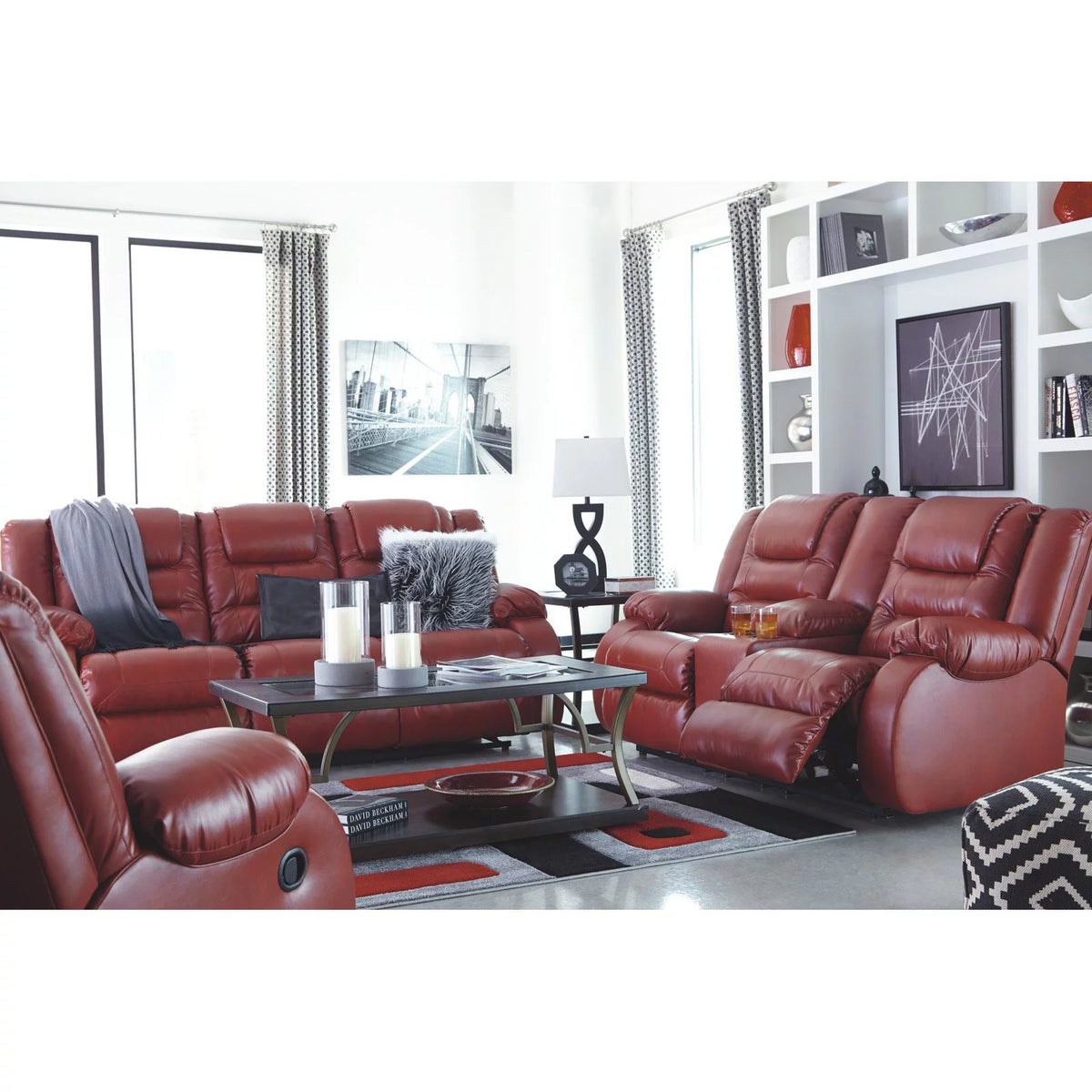 Chocolate Reclining Loveseat with Console M56542
