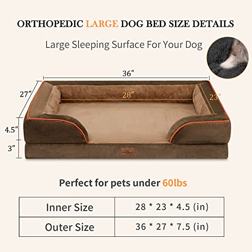 Jumbo Waterproof Orthopedic Memory Foam Dog Bed with Bolster and Removable Cover L343969