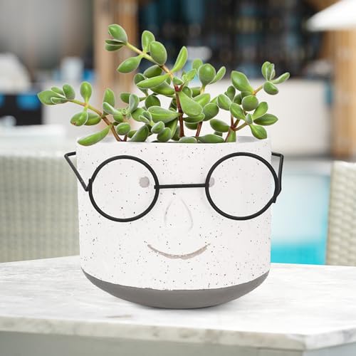 Green 4 inch Face Planter Pot with Drainage Y559