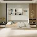 White Twin Size Wall Bedframe with Six Storage Shelf U8709