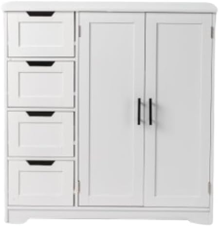 White Bathroom Storage Cabinet with Doors and Drawers 31.5" L x 11.81" W x 31.5" H N357