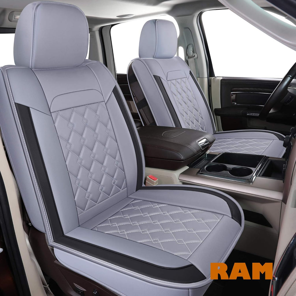 Black Blue Waterproof Faux Leather Seat Covers Full Set V3553