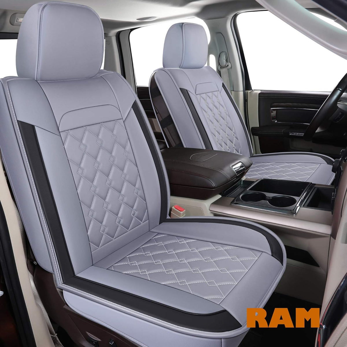 Black Blue Waterproof Faux Leather Seat Covers Full Set V3553