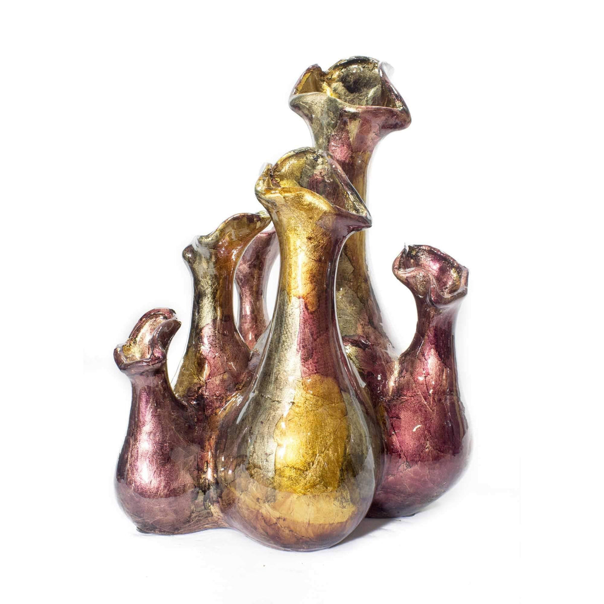 Copper Red Gold Ceramic 5-Bud Vase L493405