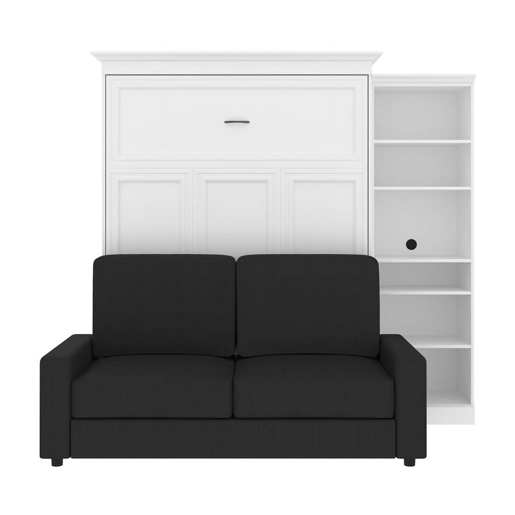 White Gray Wood Queen Murphy Bed with Sofa X82024