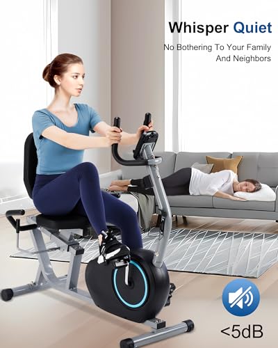 Recumbent Exercise Bike with 400LB Weight Capacity, Pulse Sensor, 16-level Resistance, LCD Monitor T87099