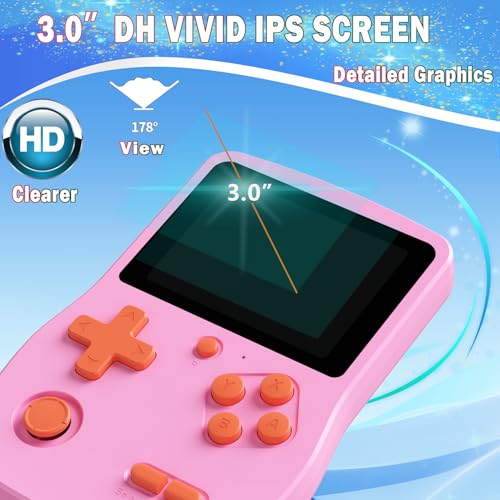 32 Bit Handheld Games with 139 Video Games 3.0 Inches IPS Screen Rechargeable Gaming Device (Blue) K162