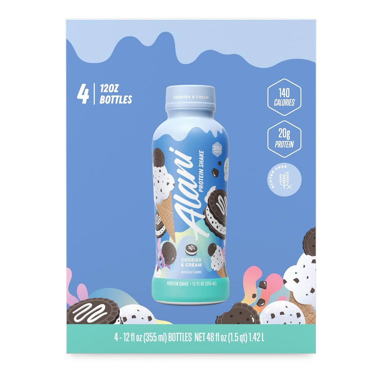 Cookies & Cream Protein Shake, 4 Pack, 12 Fl Oz H176