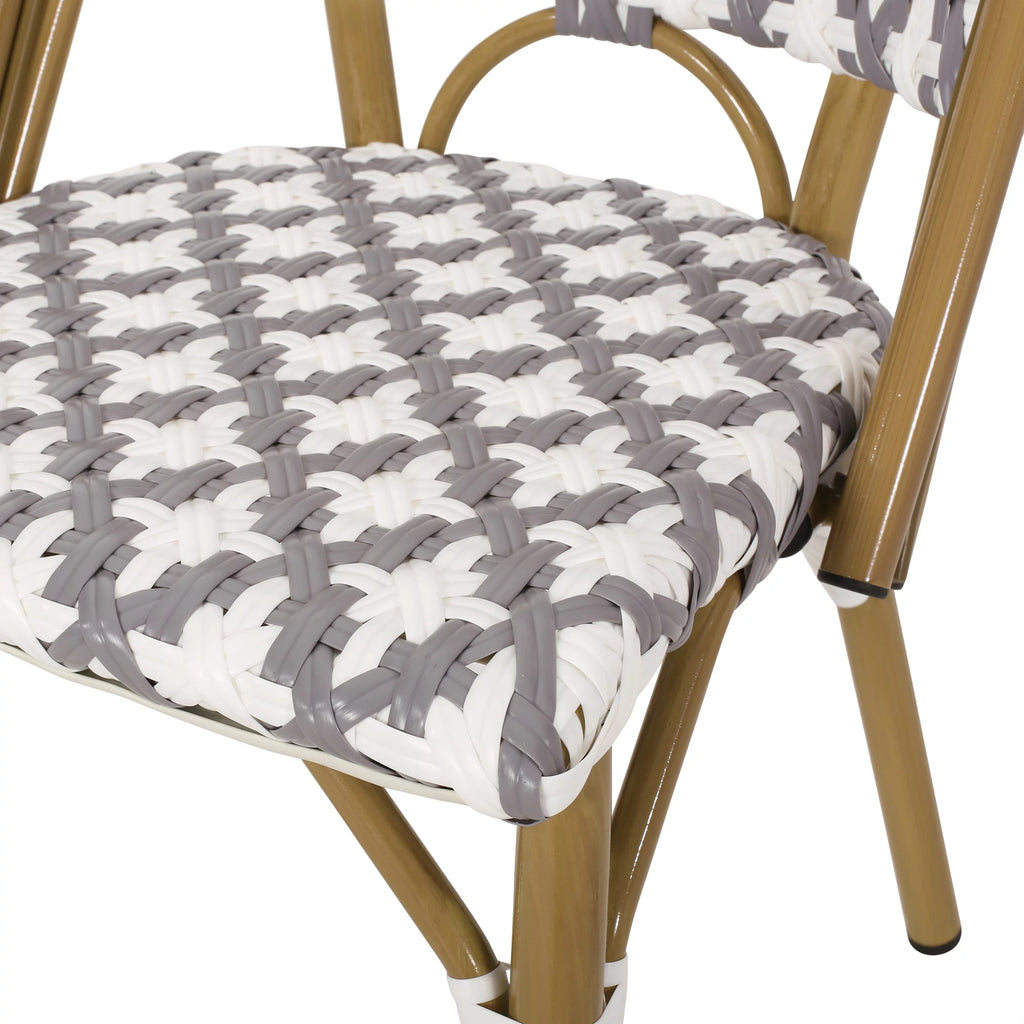 Set of 4 Gray White Bamboo Finish Outdoor Bistro Chair C538922