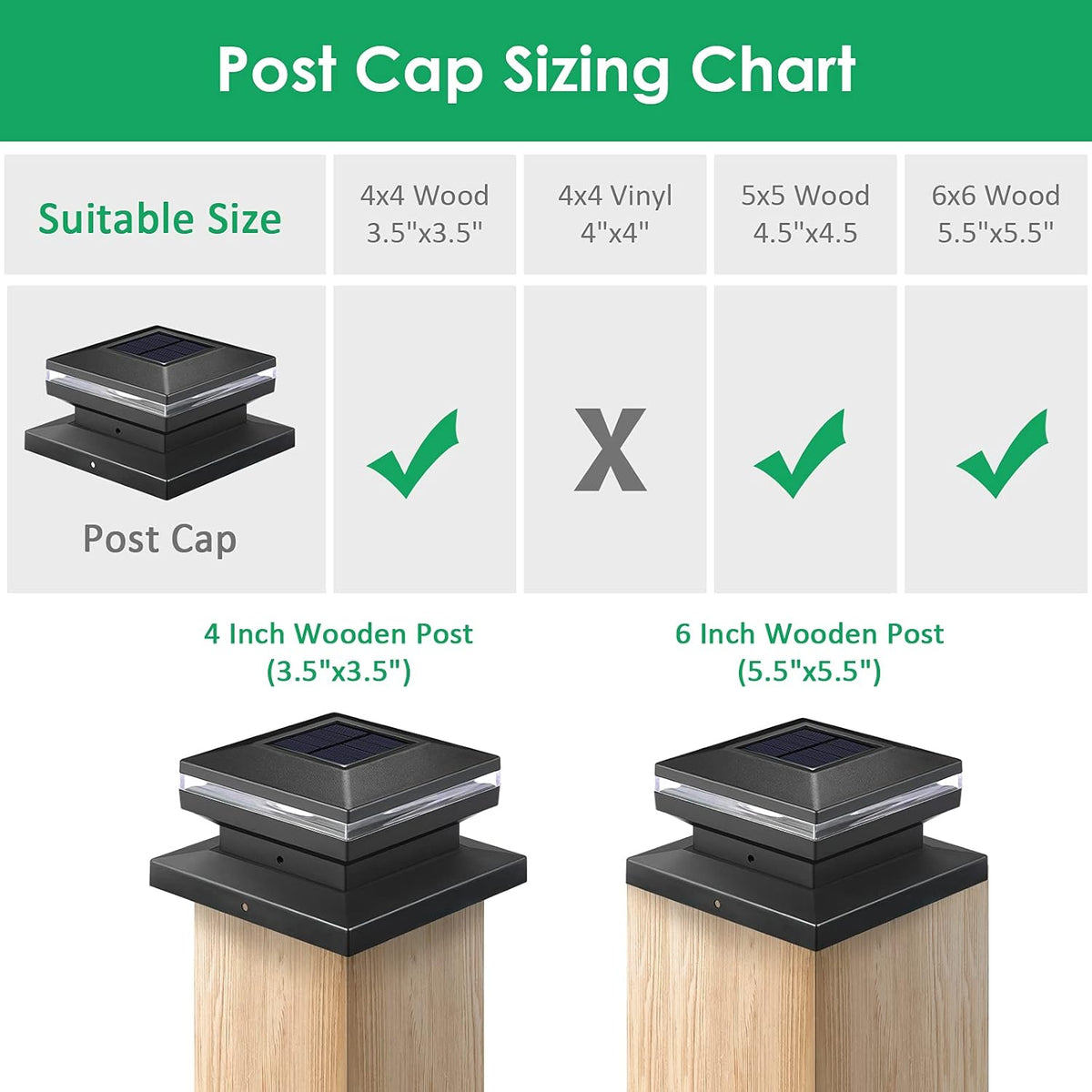 8pcs LED Waterproof Solar Post Cap Lights F78197