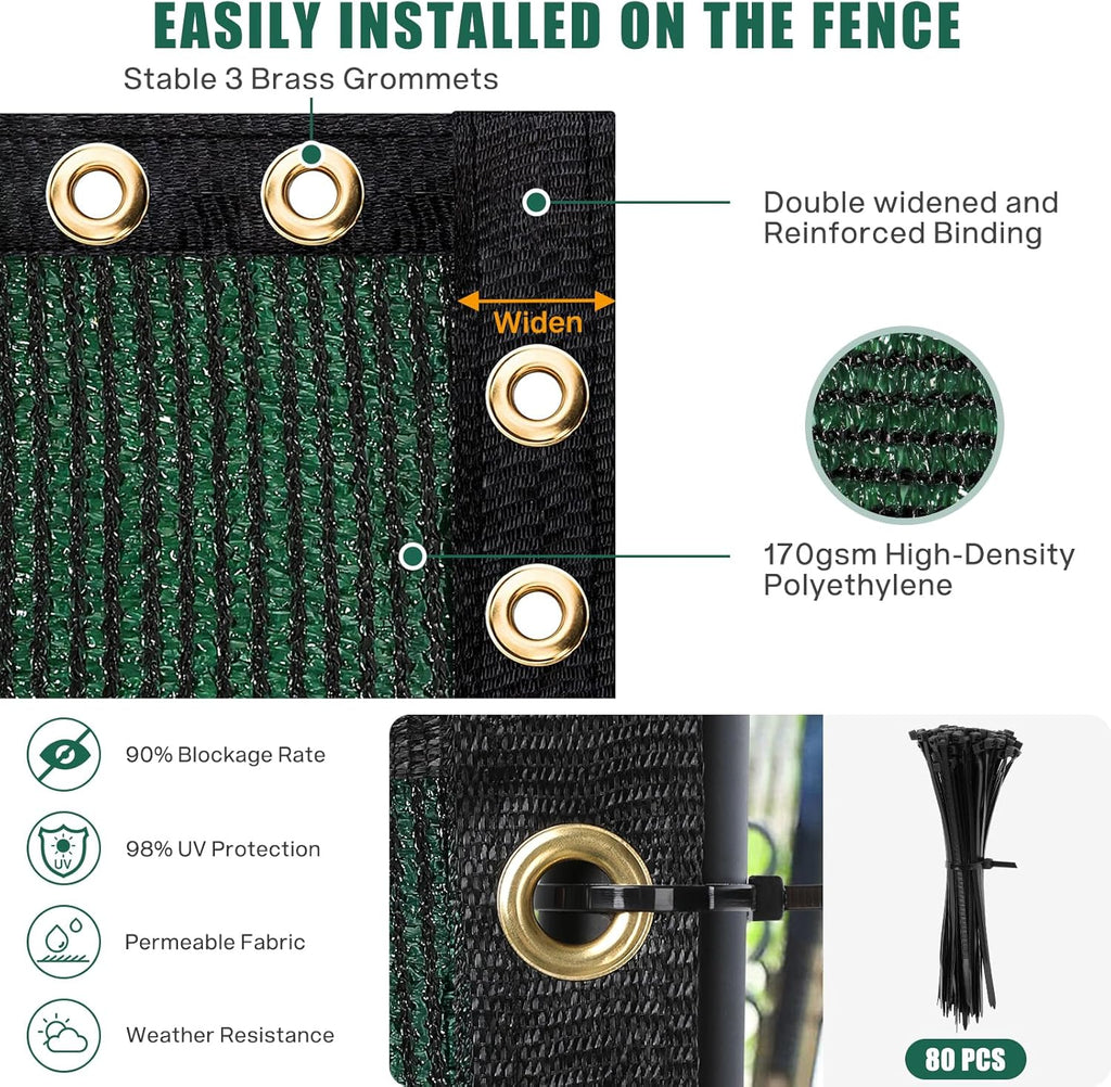Green 6' x 50' Heavy Duty Privacy Fence Screen with Brass Grommets C8947