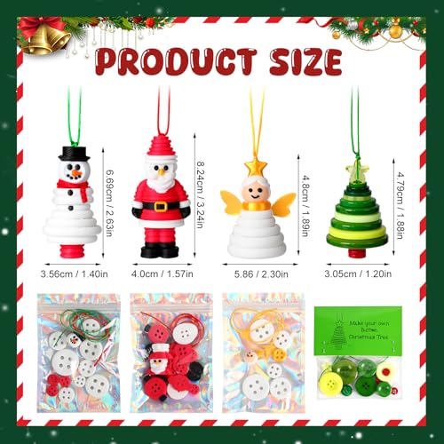 DIY Christmas Button Ornament Making Set, 4PCS F3075