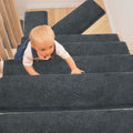 Green 14 Pieces Non-Slip Washable Carpet Stair Treads Set S962842