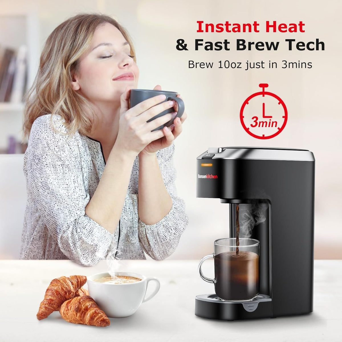Single Serve Coffee Maker for K Cup Capsule, Brew Sizes 6 to 12oz M647330