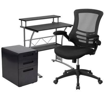 Ergonomic Desk, Chair and Filing Cabinet 3-Piece Set N1491