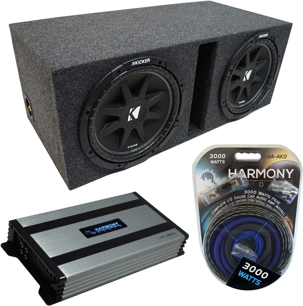 Compatible with Universal Car Dual 10 Loaded Vented Port Sub Box Enclosure with Amplifier V18684