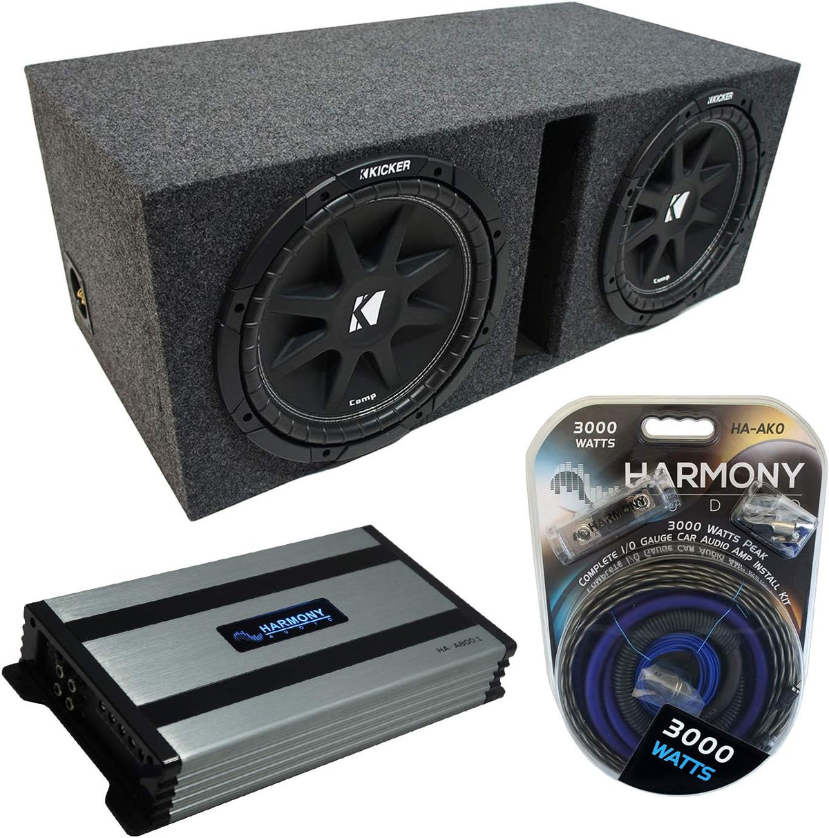 Compatible with Universal Car Dual 10 Loaded Vented Port Sub Box Enclosure with Amplifier V18684