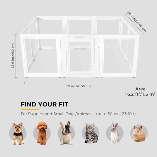 Clear Acrylic Plastic Dog Playpen, 30.3" Height, 10 PCS D955