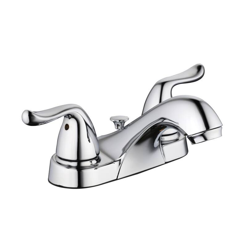 4 in. Centerset Double-Handle Low-Arc Bathroom Faucet Polished Chrome 2-Pack V216