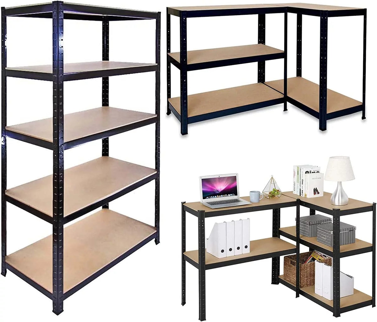 5-Tier Shelving Unit 59"x28"x12" Black W2630