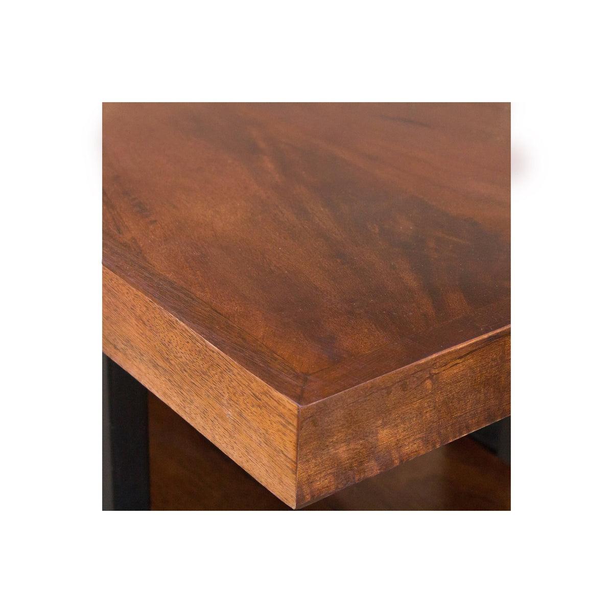 Brown and Black Mango Wood and Iron Console Table with Three Shelves Z81027