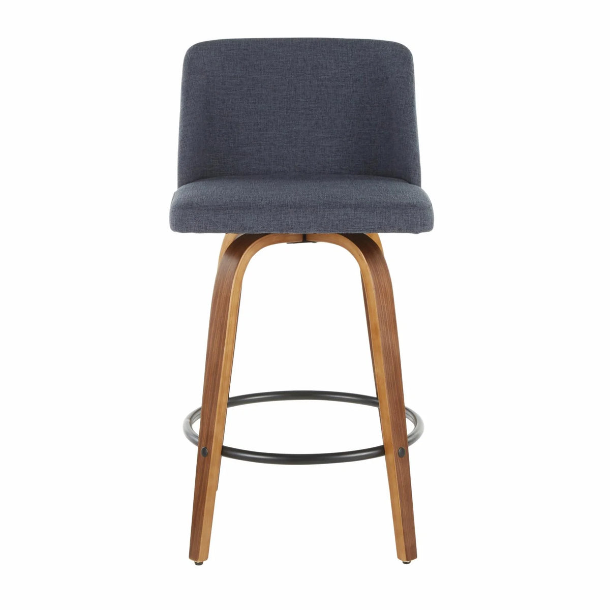 Walnut and Blue Fabric Counter Stool Set of 2 T556286