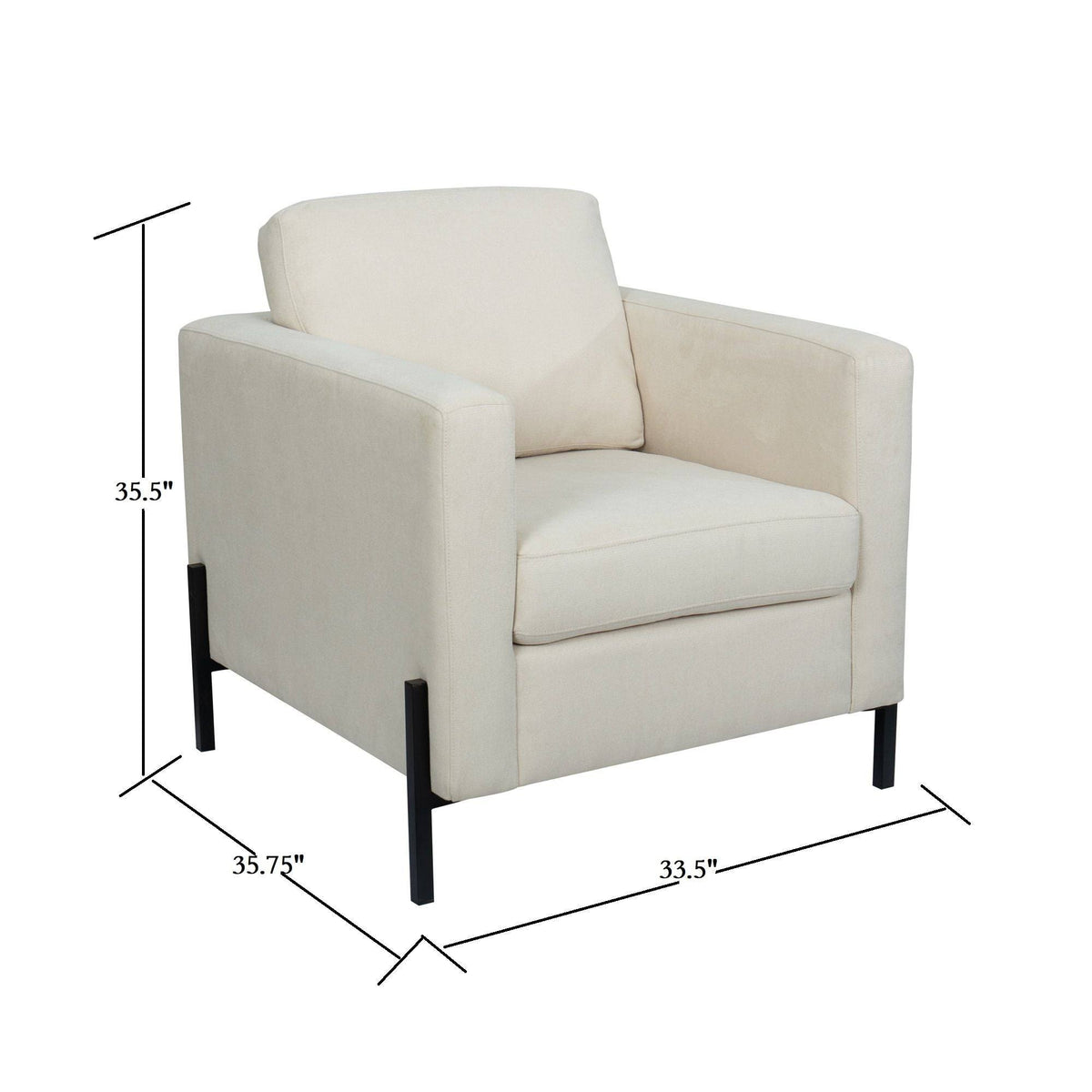 Creamy White Armchair with Black Metal Leg C774949