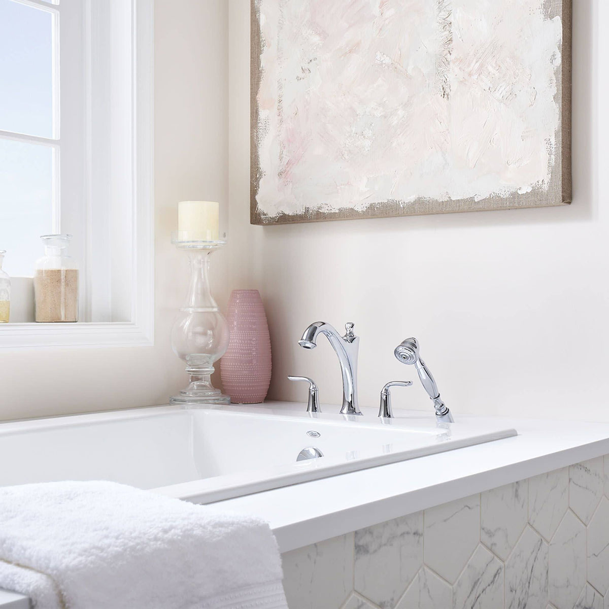 Brushed Nickel Roman Tub Faucet with Personal Shower I711239