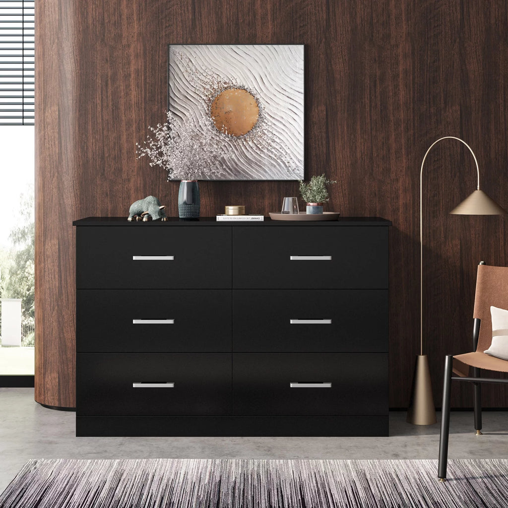 White 6 Drawer Wood Dresser K75352