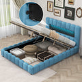 Blue Upholstered Queen Bed with Lift up Storage S5199