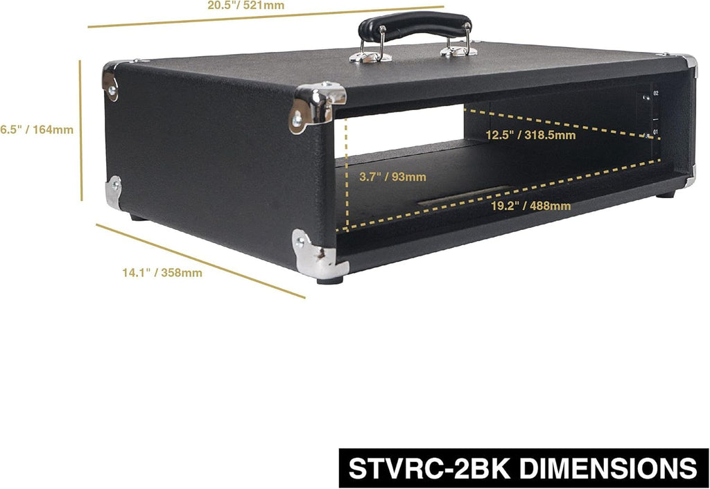 Vintage 2U Amp Rack Case with Rubber Feet, Black H96374