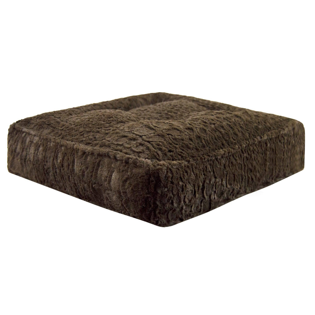 Faux Fur Rectangle Dog and Cat Bed, Serenity Brown, Medium E746