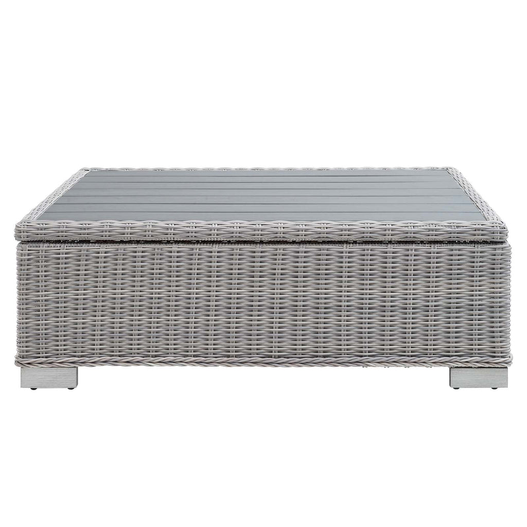 45" Light Gray Wicker Rattan Outdoor Coffee Table R8962