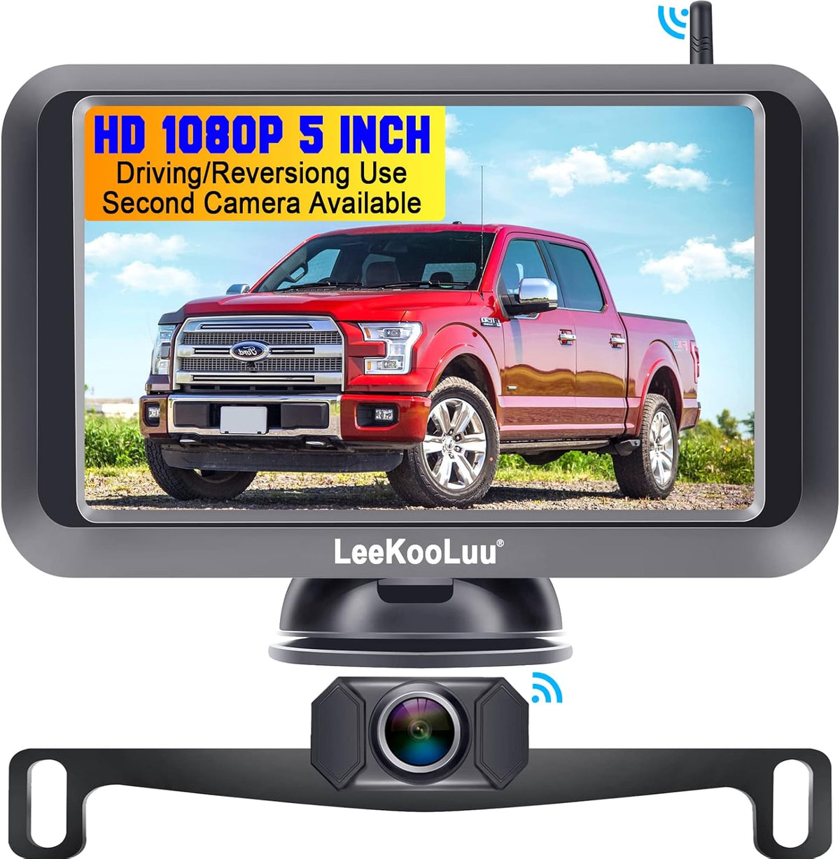 Wireless Backup Camera with 5'' Monitor Full HD 1080P Bluetooth Rear View Camera W44617