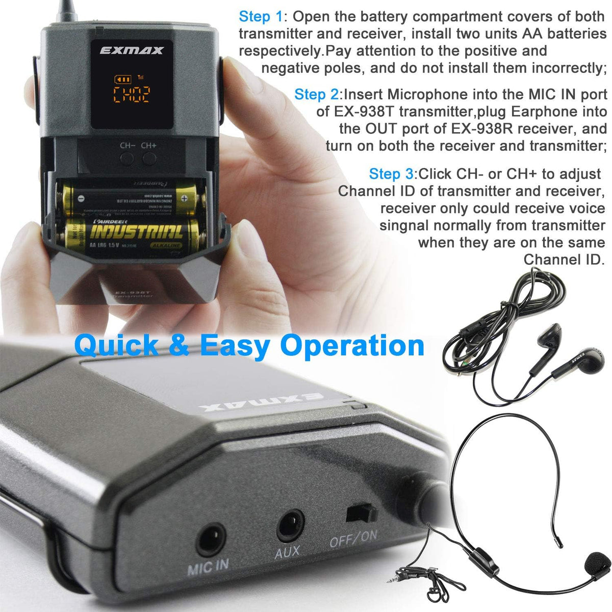 1 Transmitter 10 Receivers Wireless Headset Microphone Tour Guide System R76739