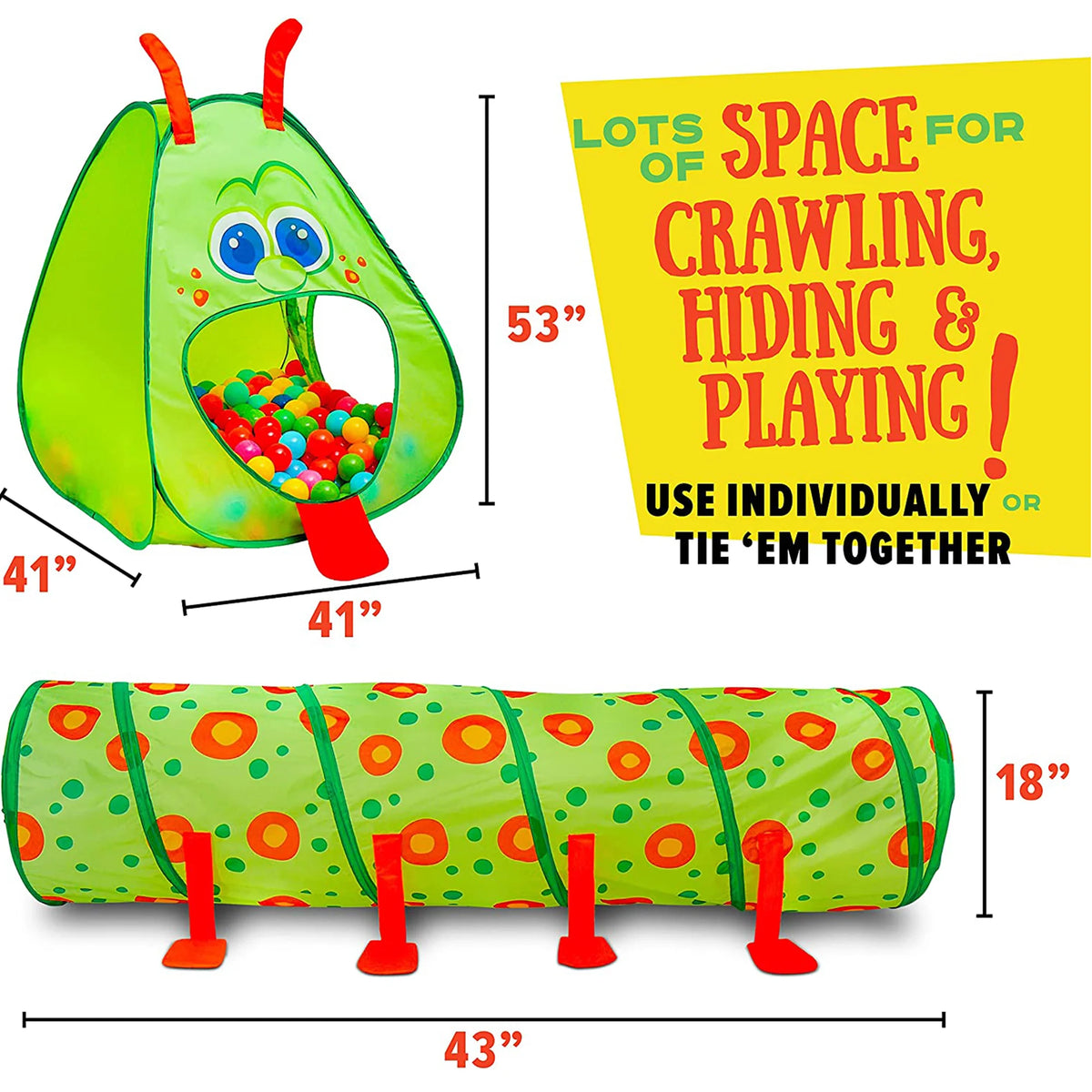 2-in-1 Pop Up Tent Playhouse Set with Play Tunnel N109166