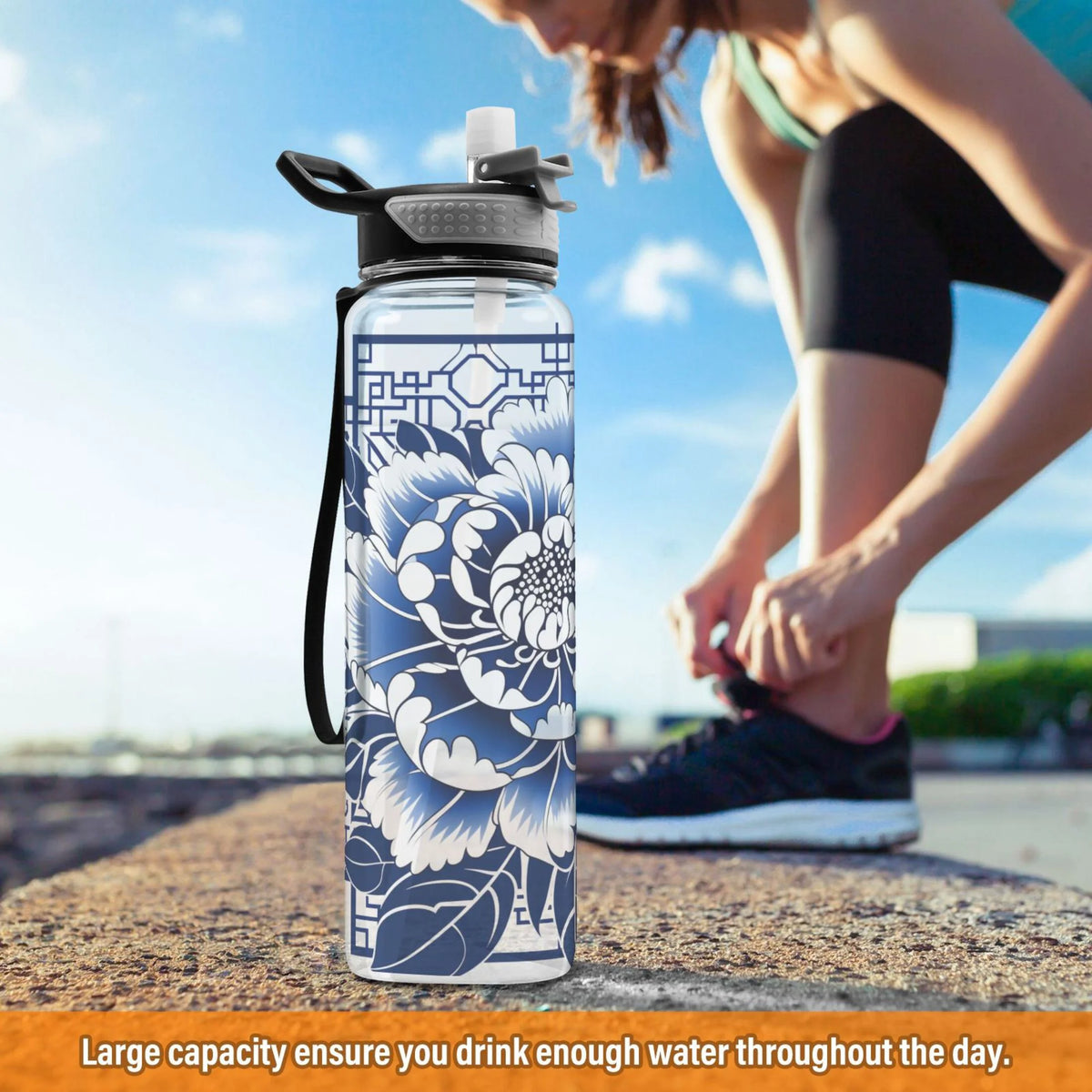 32oz Tritan Clear Water Bottle with Straw K9301