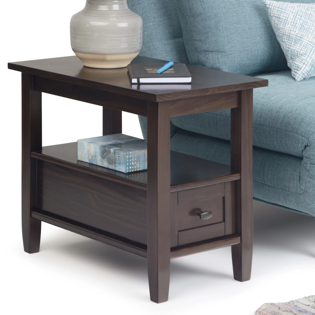 Solid Wood 14 Inch Wide Tobacco Brown Side Table N1464