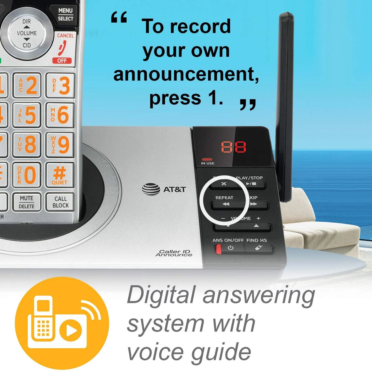Silver/Black Cordless Phone with 4 Handsets R26235
