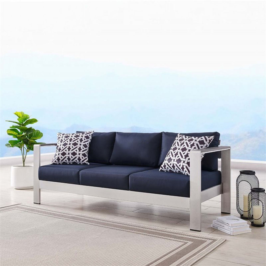 Aluminum Patio Sofa in Silver Navy X587443