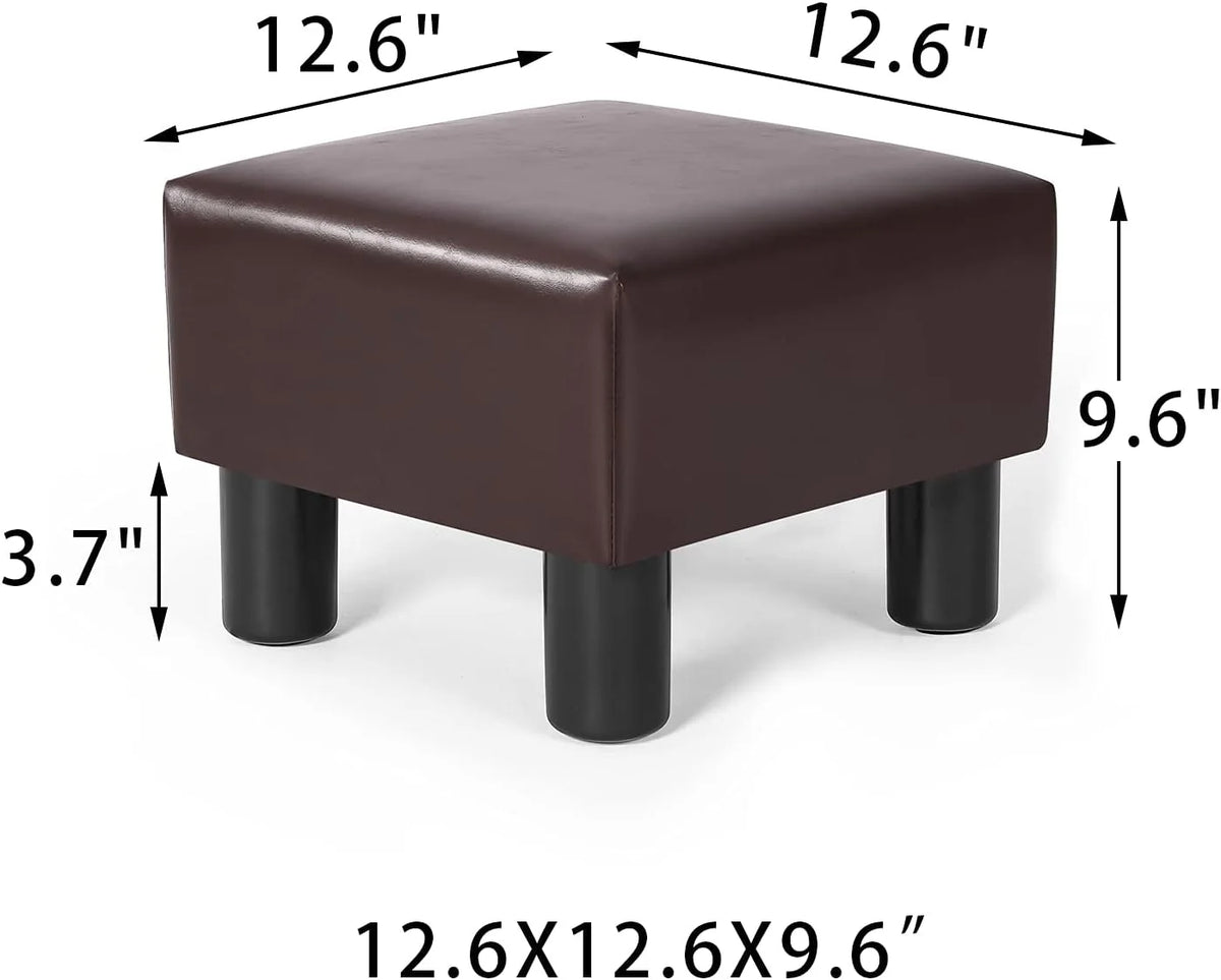 Brown Square PU Leather Ottoman L74115