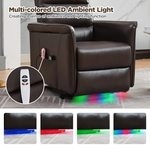 Beige Power Lift Recliner with Vibration and Lumbar Heat Y498320