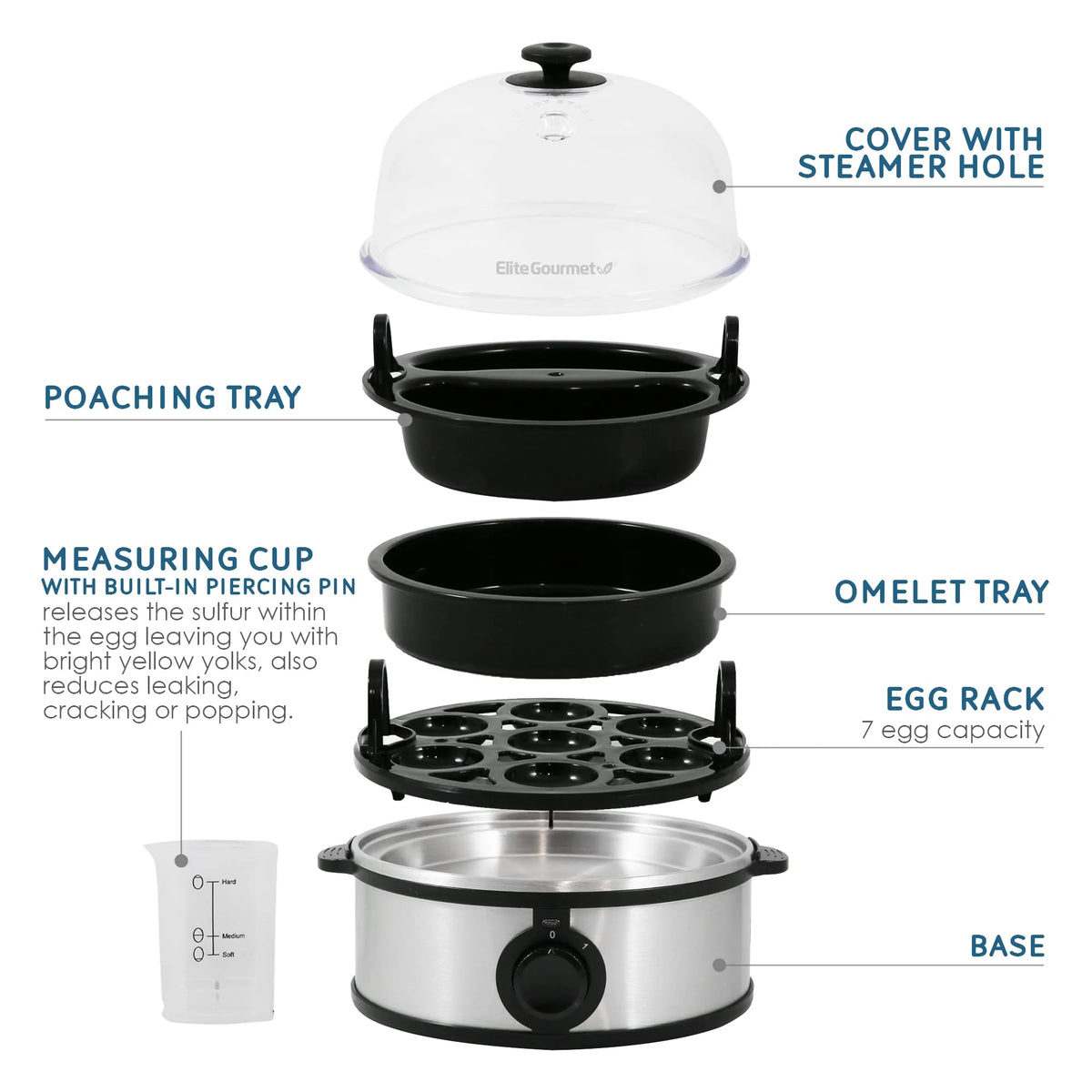 Electric Egg Cooker with Auto Shut-Off, 7 Egg X52786