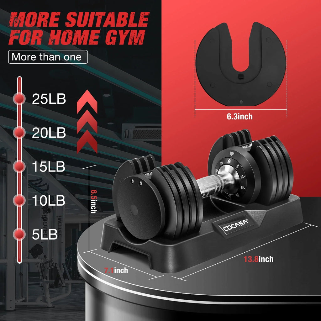 Adjustable Dumbbell Set 25 Lb Black X1993