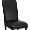 Black Faux Leather Panel Back Parson's Chair P5586