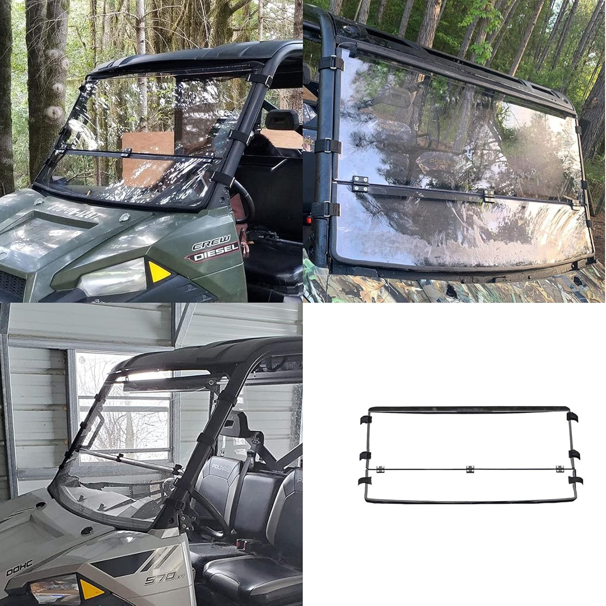 Front Folding Windshield Scratch Resistant 2-in-1 Flip Windscreen Z6169