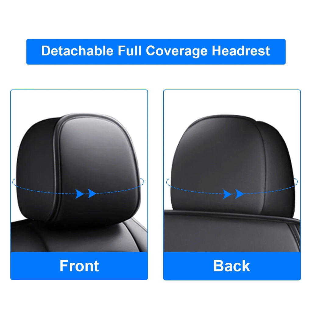 Black & Red Waterproof Leather Car Seat Covers Full Set C2498