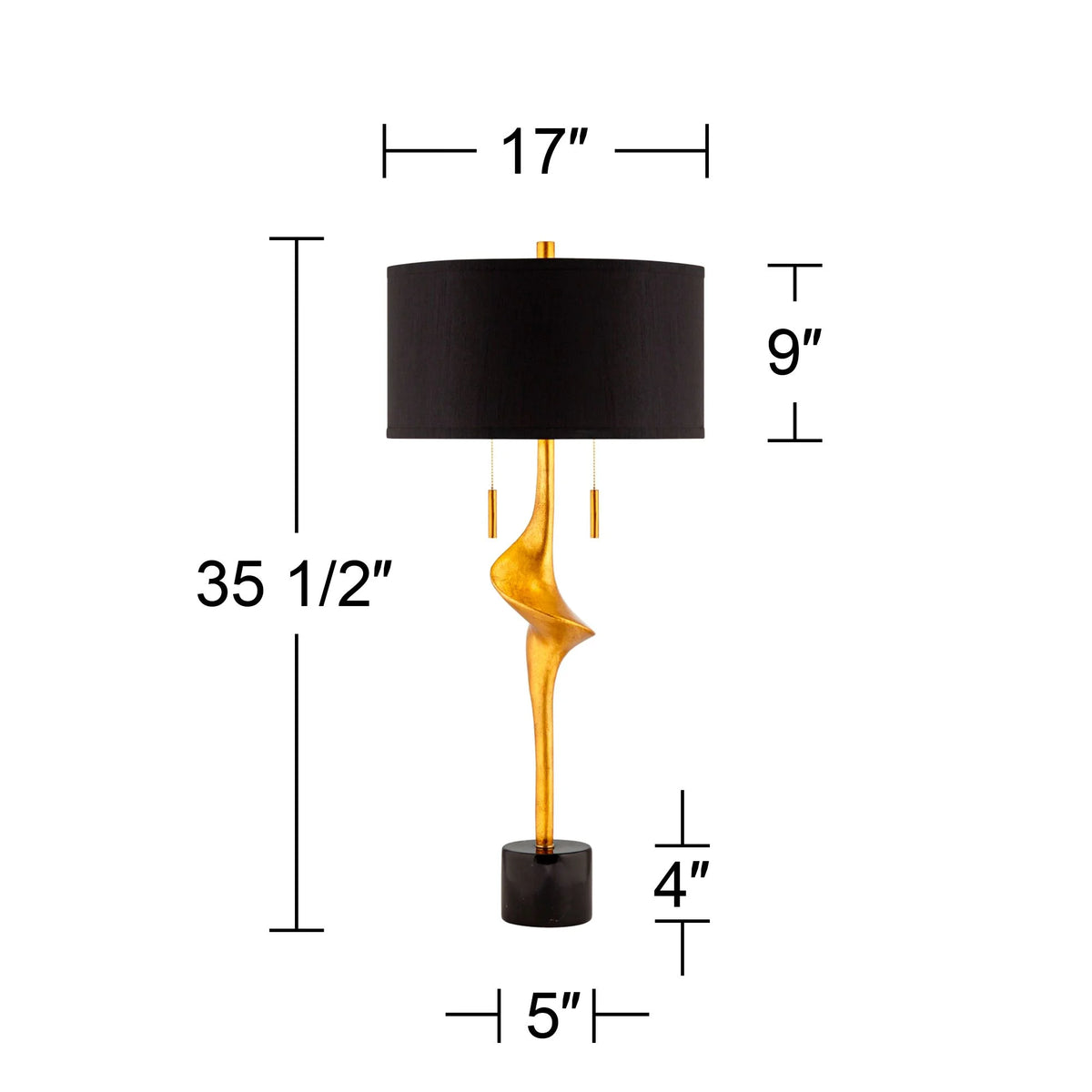 Gold Leaf Table Lamp with Black Drum Shade U899264