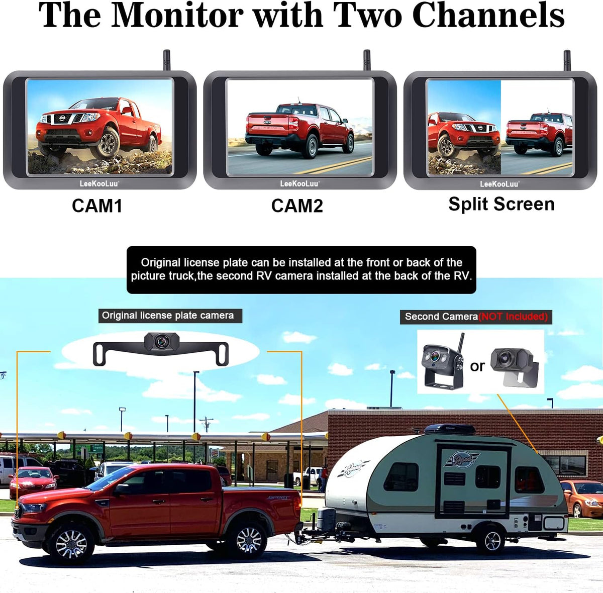 Wireless Backup Camera with 5'' Monitor Full HD 1080P Bluetooth Rear View Camera W44617