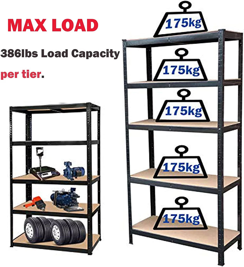 5-Tier Shelving Unit 59"x28"x12" Black W2630